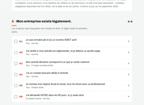 Aperçu : La checklist de conformité